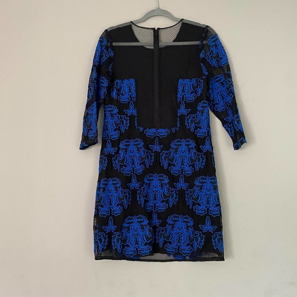 SACHIN + BABI black and blue mesh long sleeve dress - Picture 7 of 7